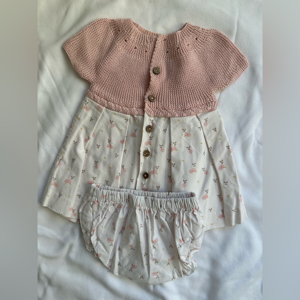 Charming Pink and White Kids Dress with Diaper Cover - Picture 4 of 4